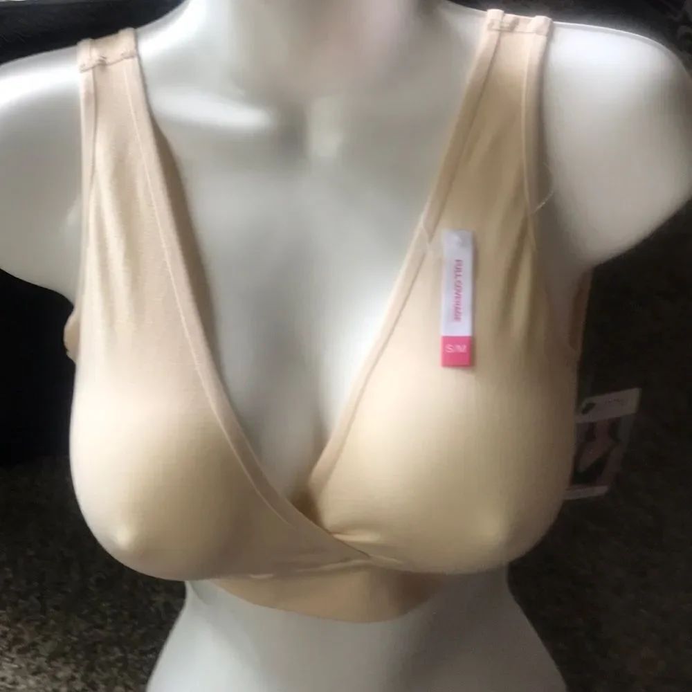 Yummie Bra full coverage surplice size S/M Nude New!